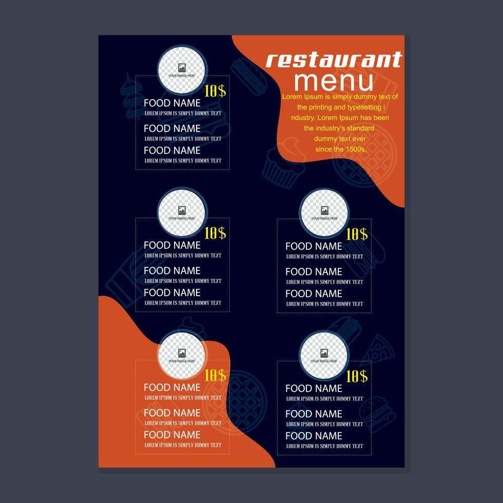 restaurant menukaart ontwerp flyer vector