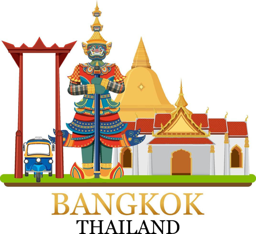 bangkok thailand landmark logo banner vector