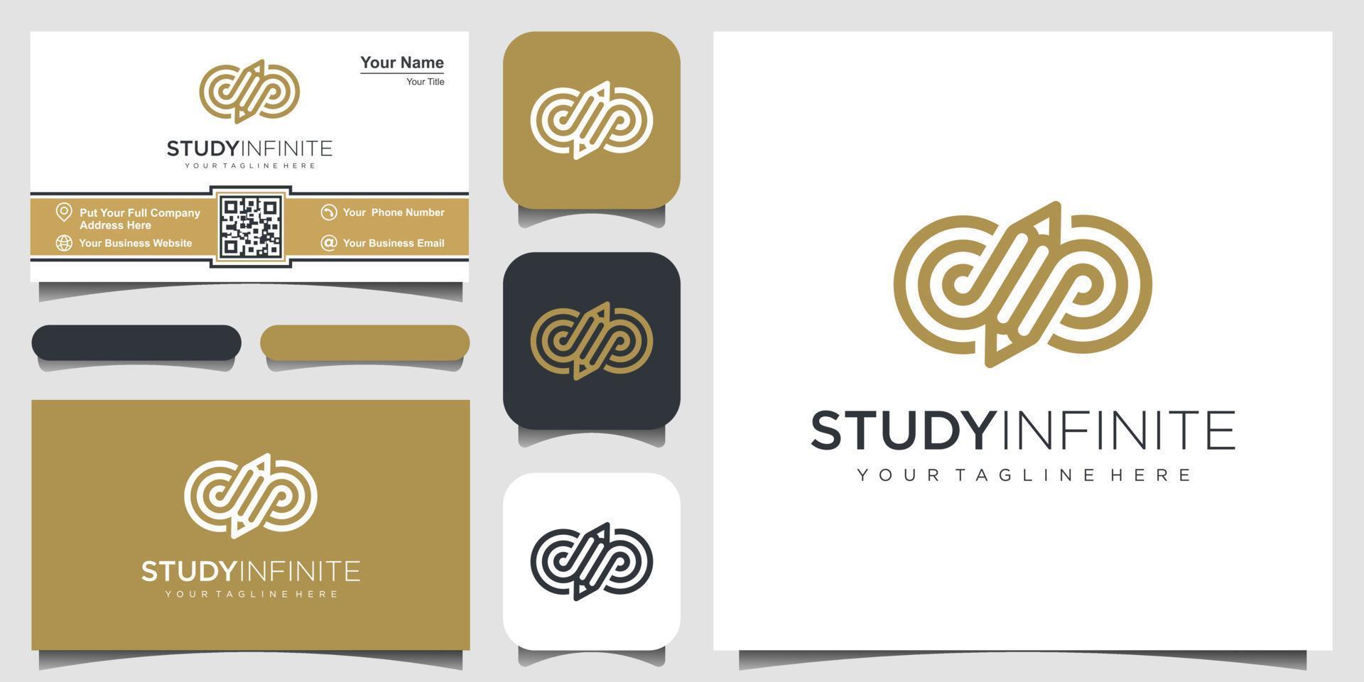 creatieve symbool oneindigheid met potlood concept logo ontwerp inspiratie. en visitekaartje ontwerp vector