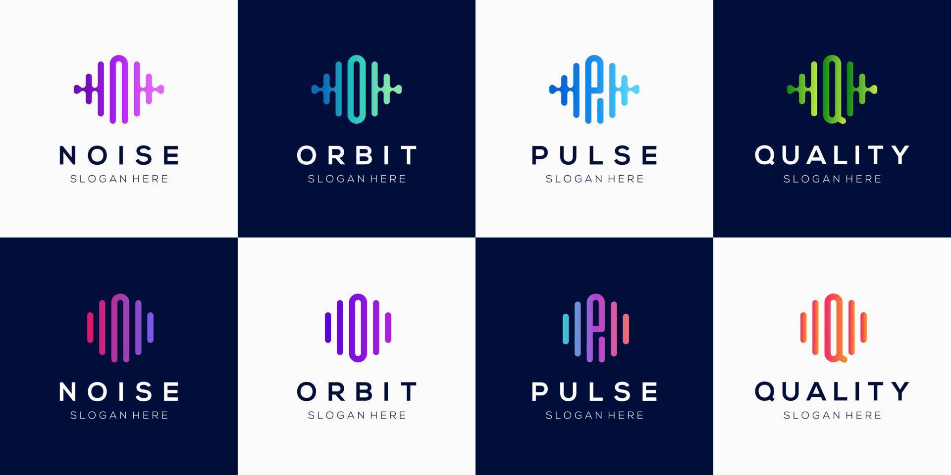 monogram creatief logo ontwerpsjabloon met pulse-element. vector