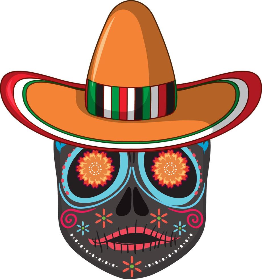 Mexicaanse schedel geïsoleerd op witte achtergrond vector