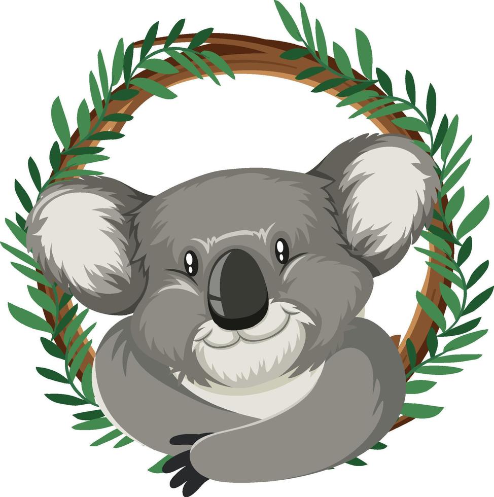 schattige koala in rond frame vector