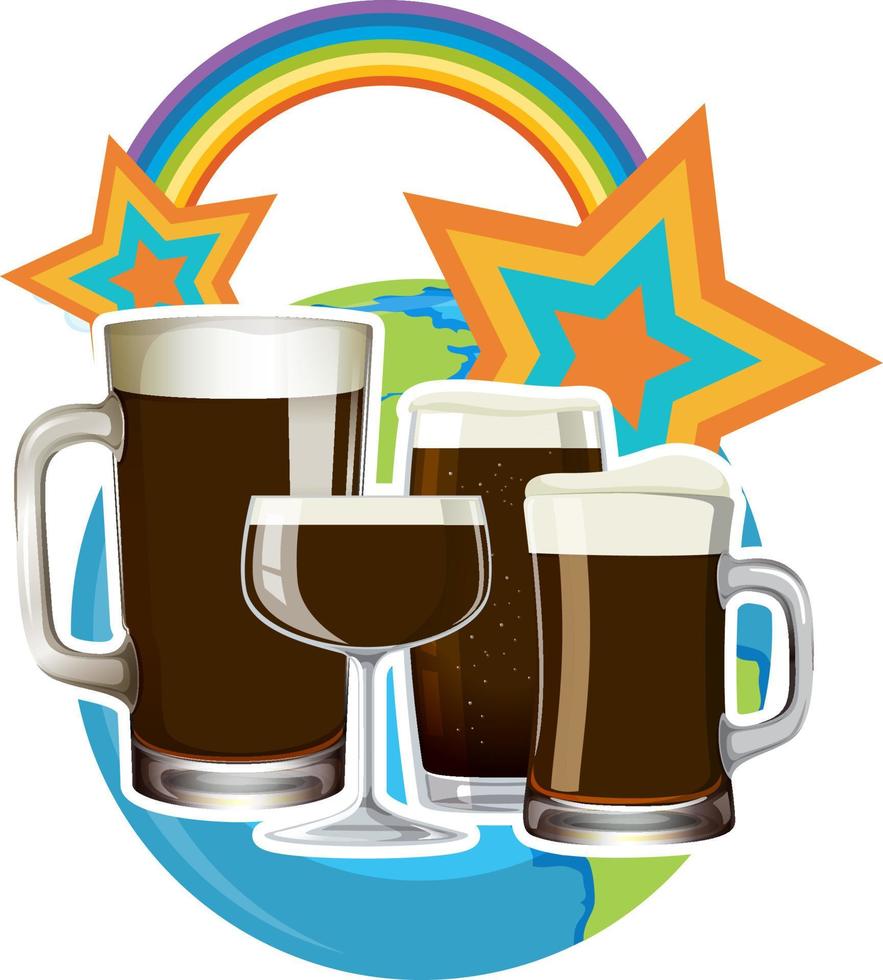 alcohol drinken in verschillende glazen set vector