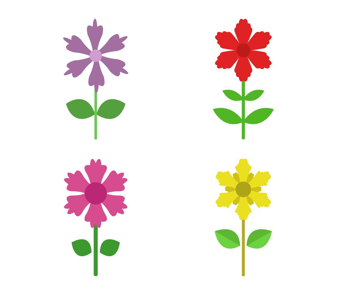 set veelkleurige bloemen vector