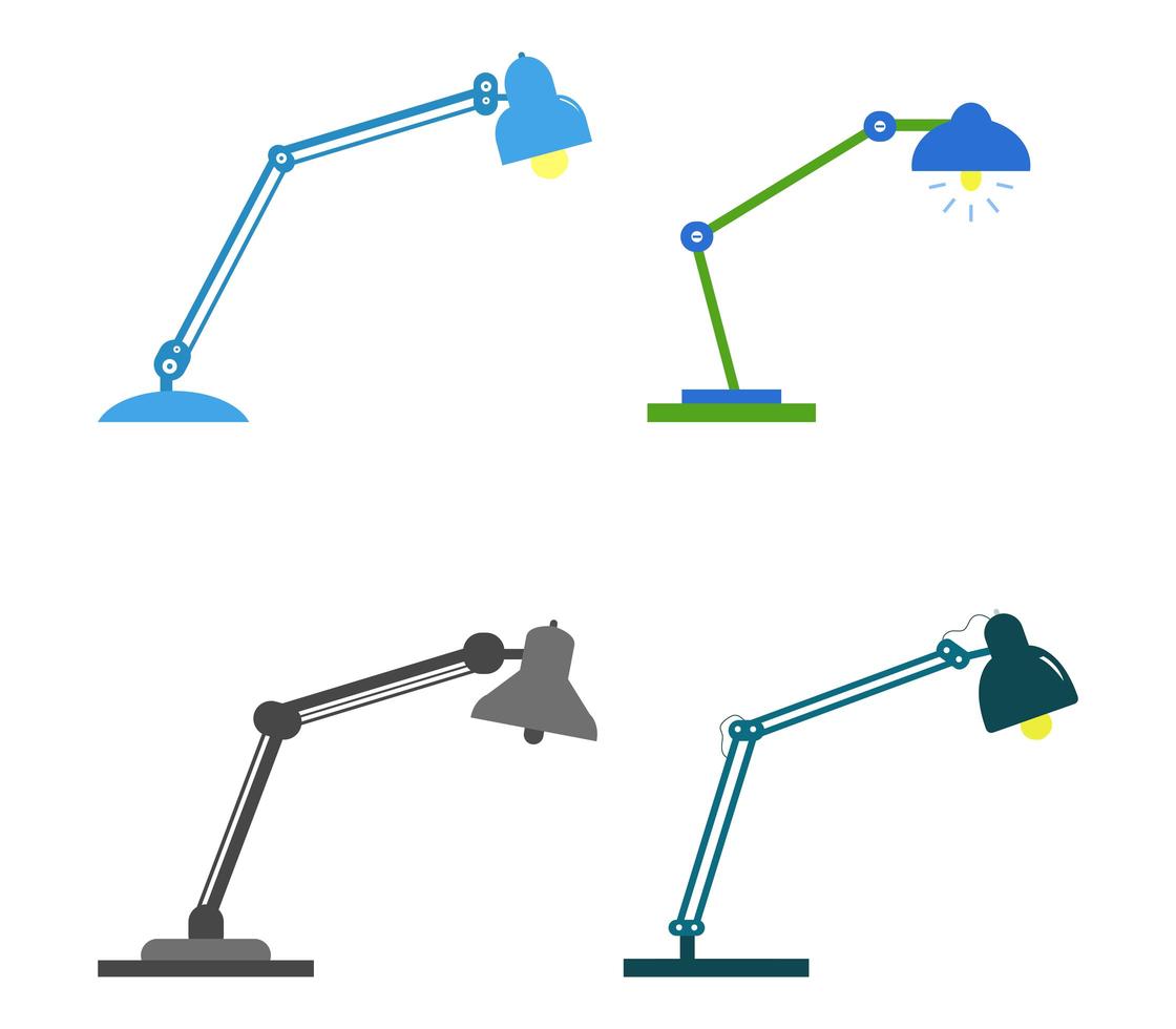 set van bureaulamp iconen vector