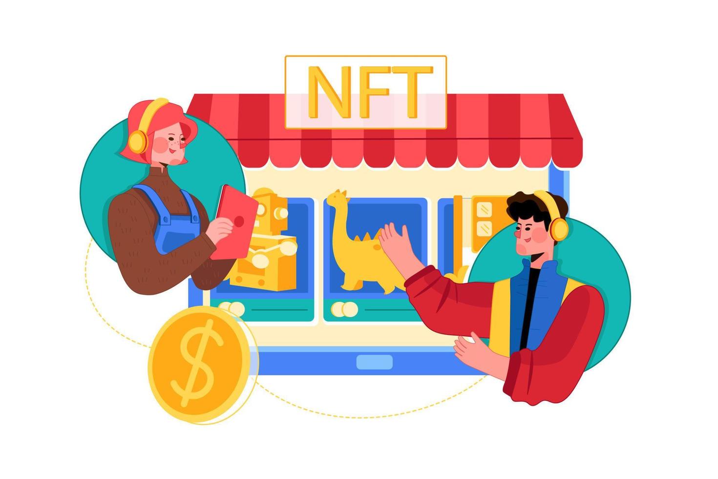 nft marktplaats illustratie concept op witte achtergrond vector