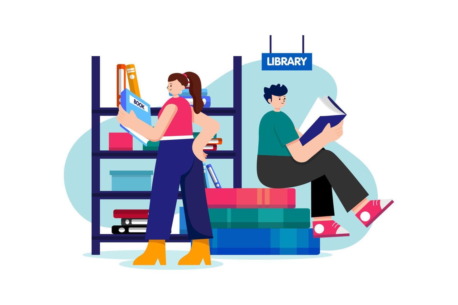 boek bibliotheek illustratie concept op witte achtergrond vector