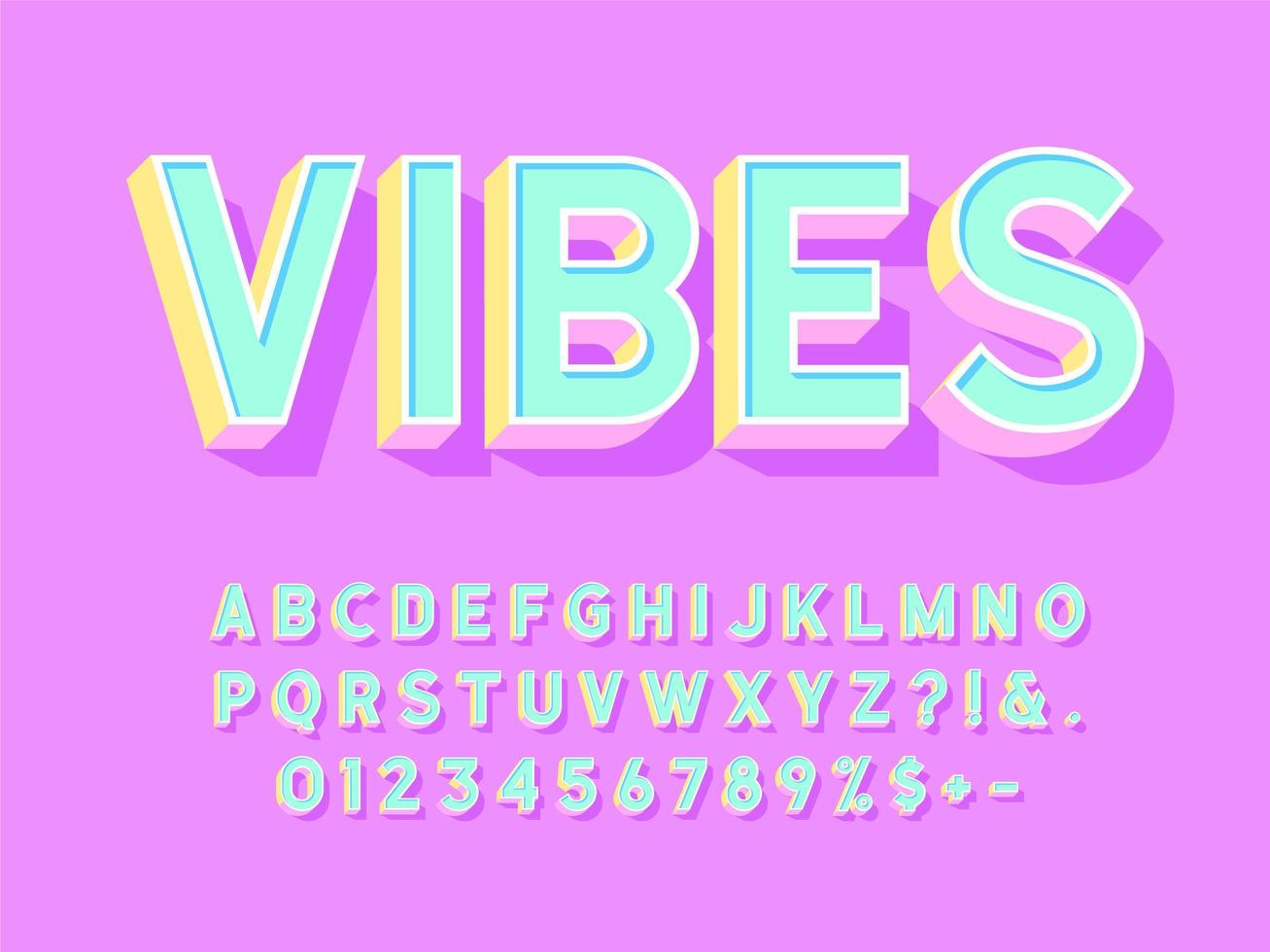 vibes 3D-vet stijlvolle alfabet vector