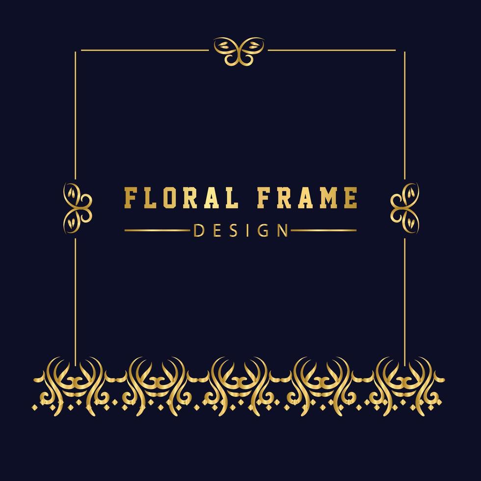 vintage bloeien ornament frame vector gouden kleur voor banner, behang, uitnodigingskaart