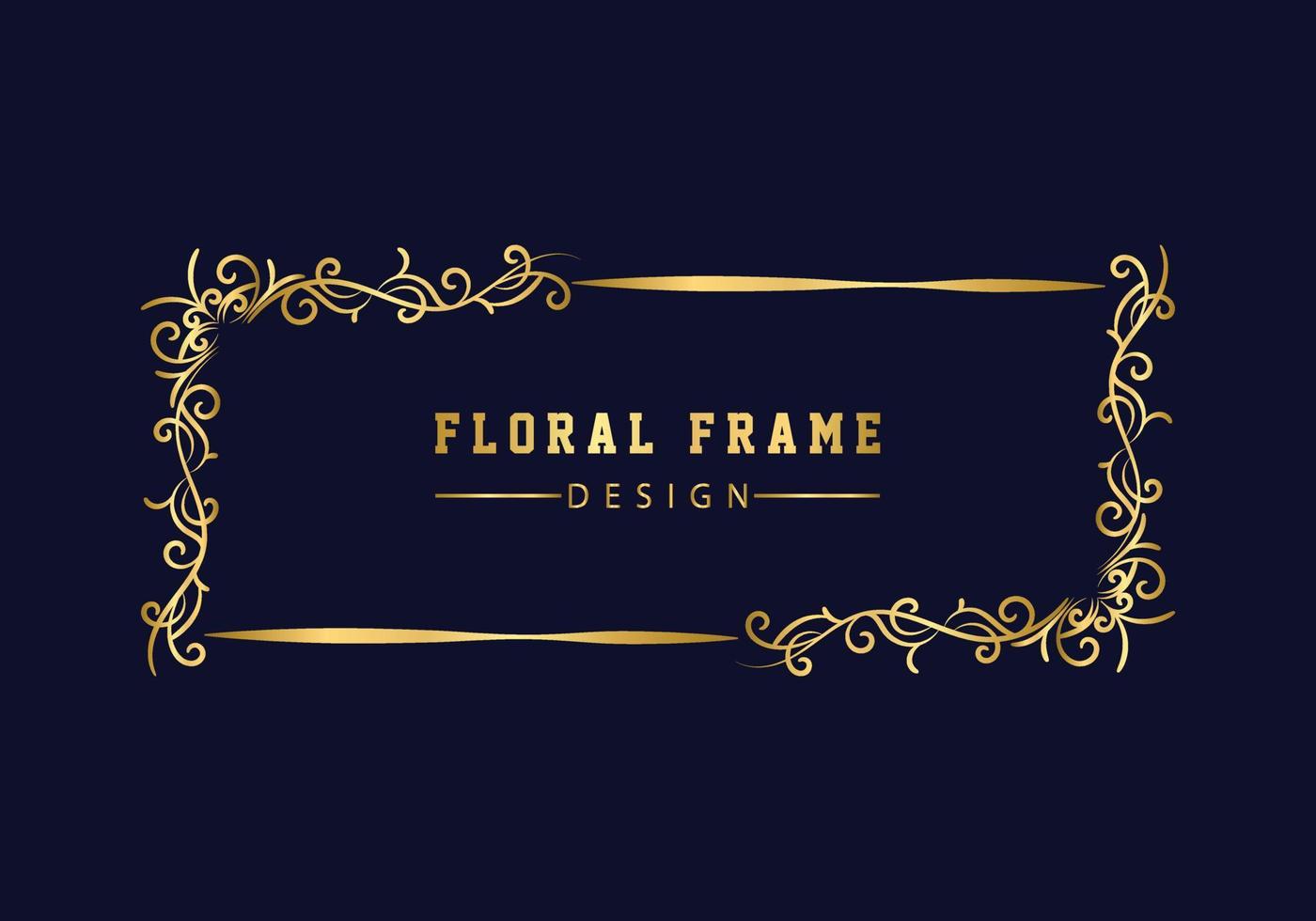 gouden decoratieve bloemen luxe frame. retro bloemenpatroon. vector