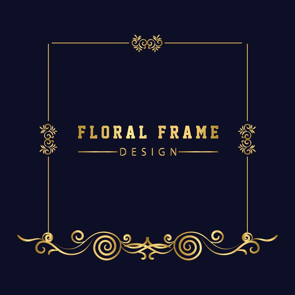 vintage bloeien ornament frame vector gouden kleur voor banner, behang, uitnodigingskaart