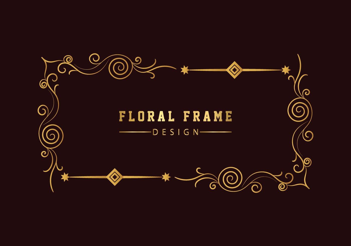 gouden decoratieve bloemen luxe frame. retro bloemenpatroon. vector