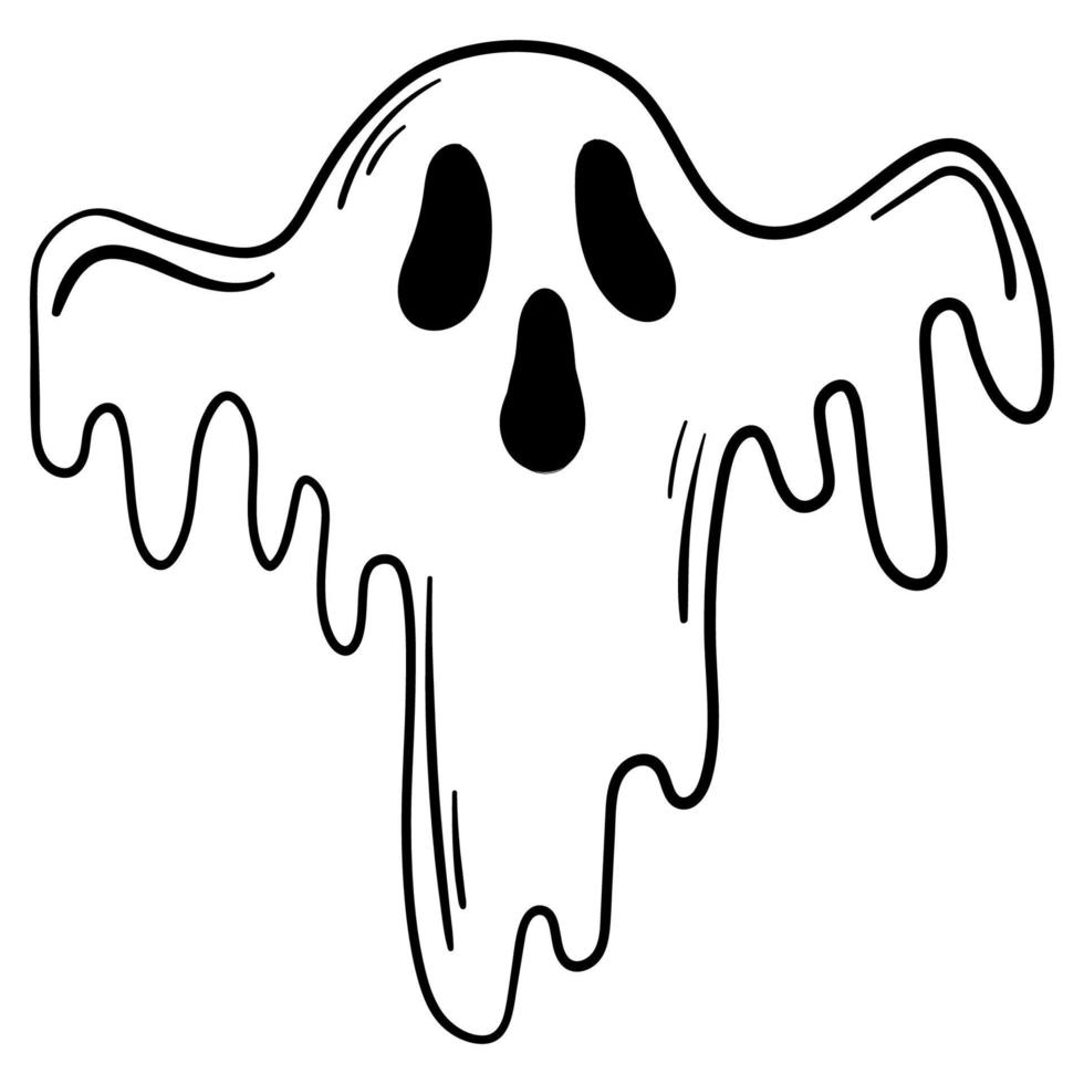 doodle sticker schattig spook voor halloween vector