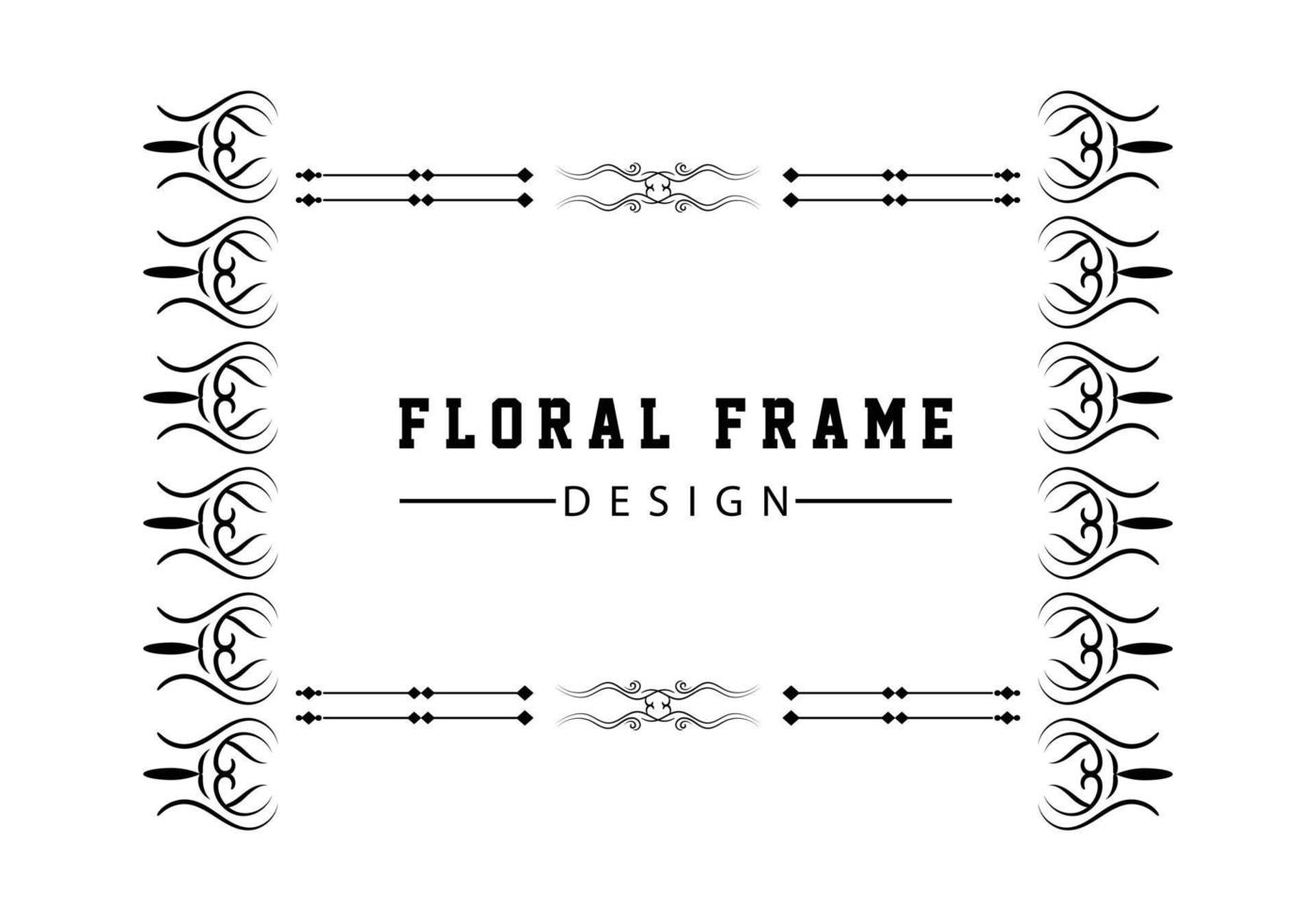 elegante decoratieve zwarte bloemen frame ontwerp gratis vector