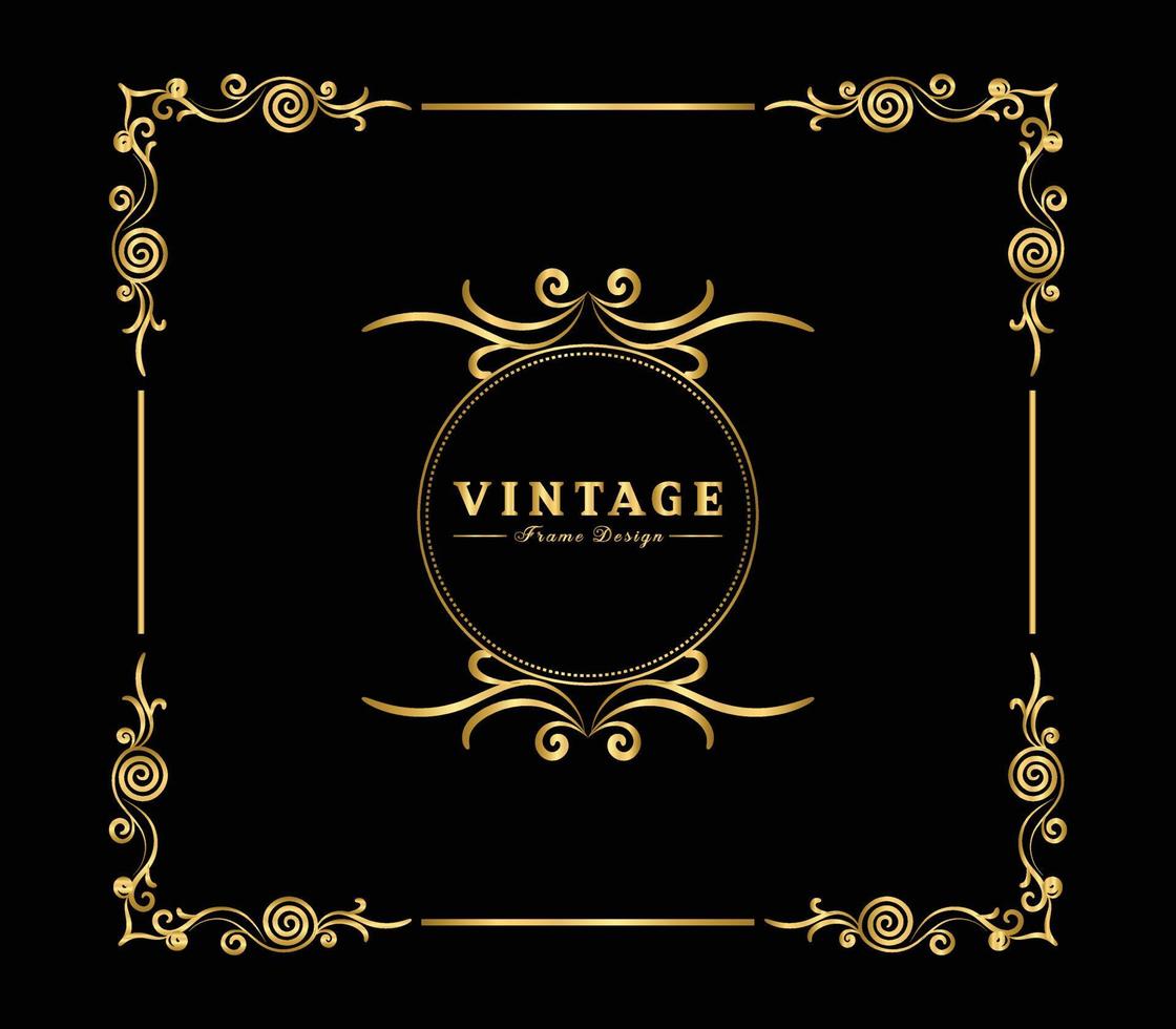 vintage bloeien ornament frame vector gouden kleur voor banner, behang, uitnodigingskaart