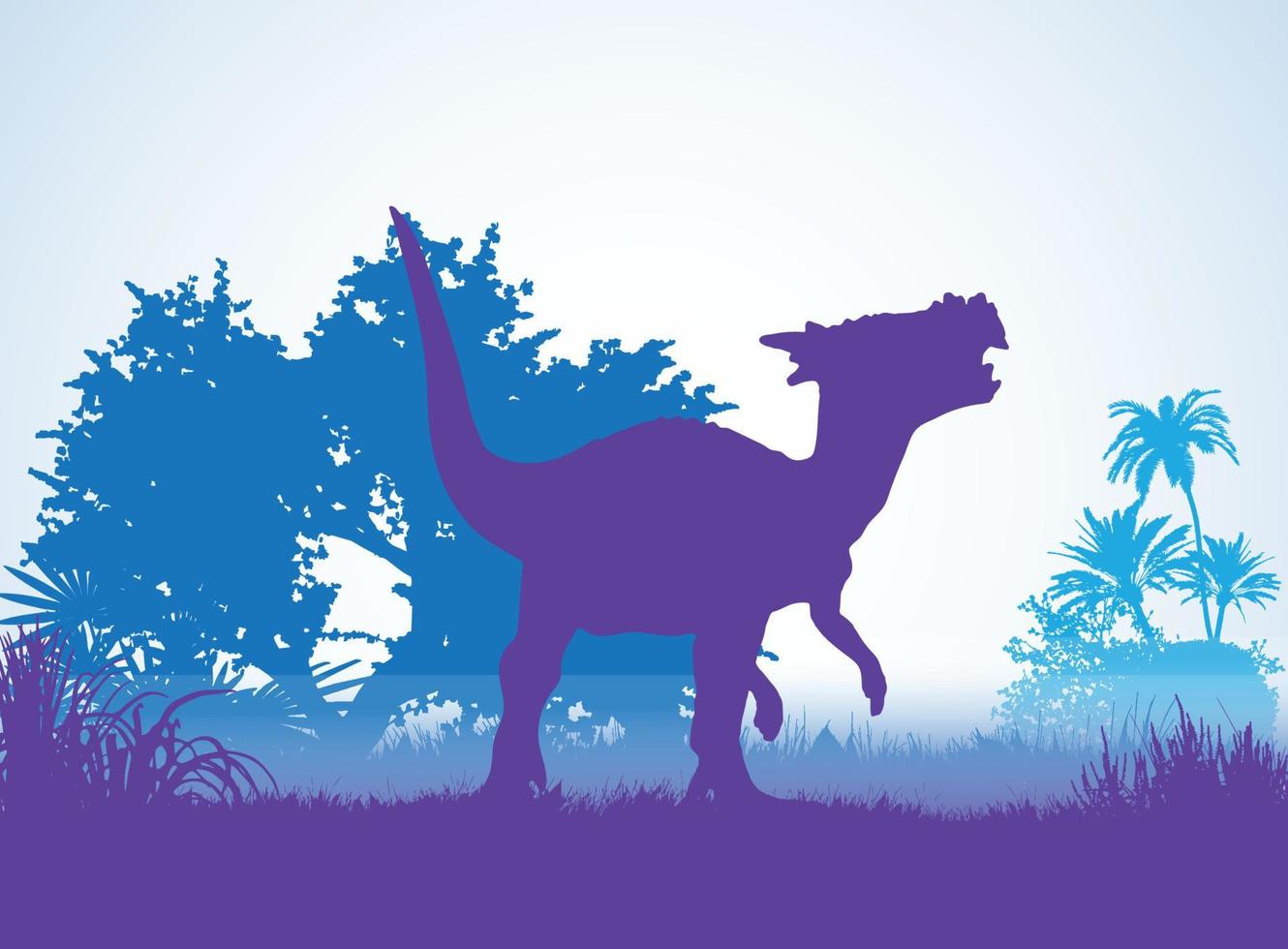 dracorex dinosaurussen silhouetten in prehistorische omgeving overlappende lagen decoratieve achtergrond banner abstracte vectorillustratie vector