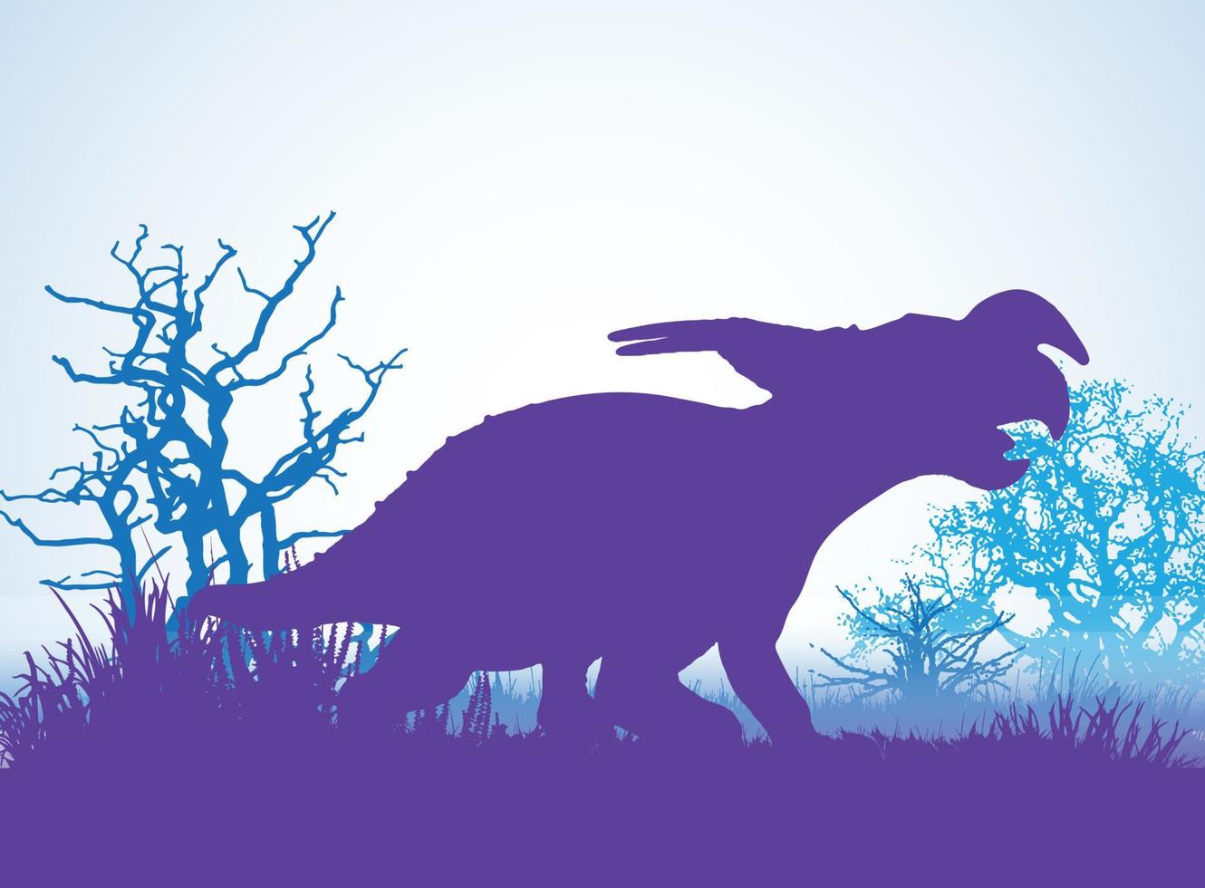 einiosaurus dinosaurussen silhouetten in prehistorische omgeving overlappende lagen decoratieve achtergrond banner abstracte vectorillustratie vector