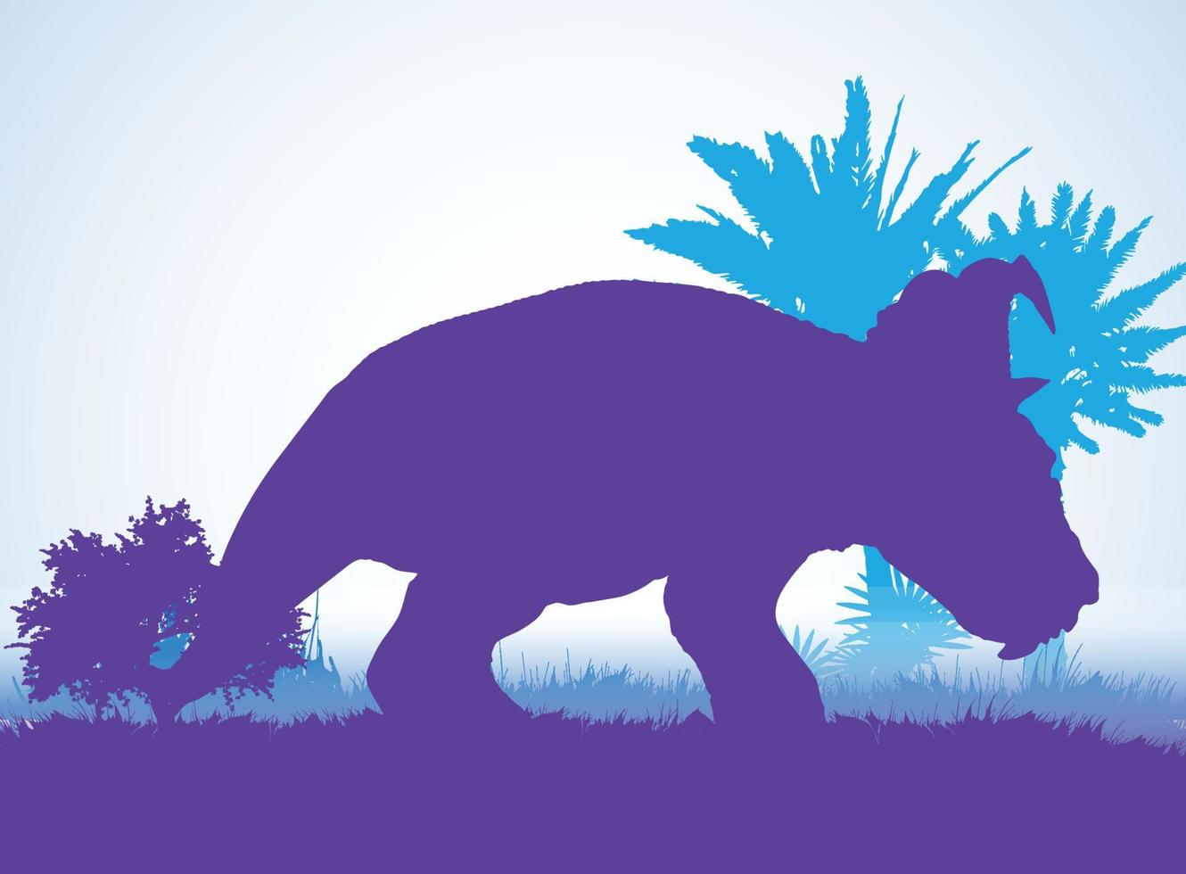 pachyrhinosaurus dinosaurussen silhouetten in prehistorische omgeving overlappende lagen decoratieve achtergrond banner abstracte vectorillustratie vector