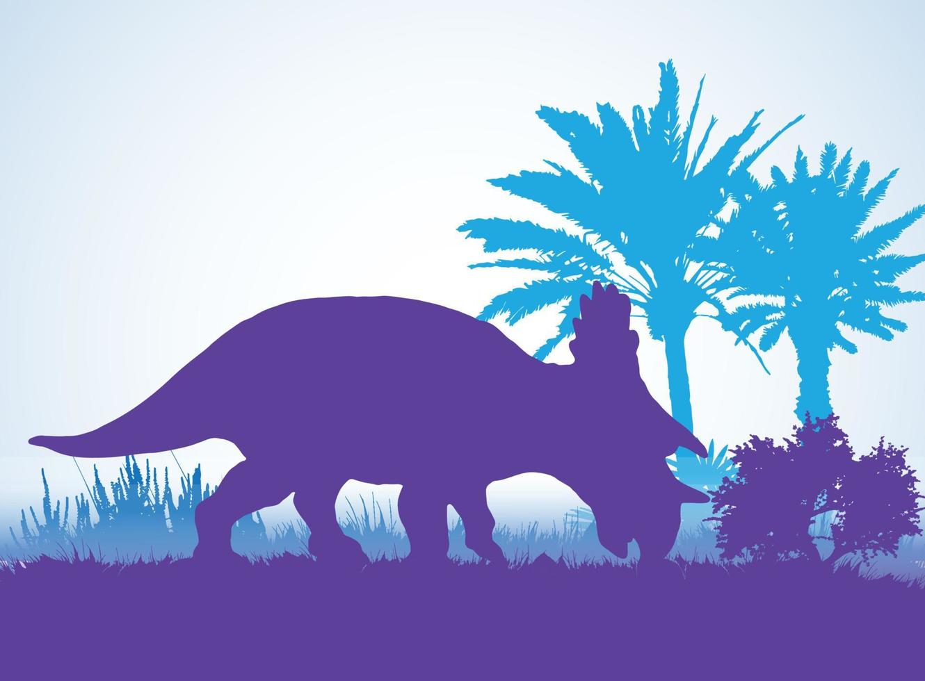regaliceratops dinosaurussen silhouetten in prehistorische omgeving overlappende lagen decoratieve achtergrond banner abstracte vectorillustratie vector