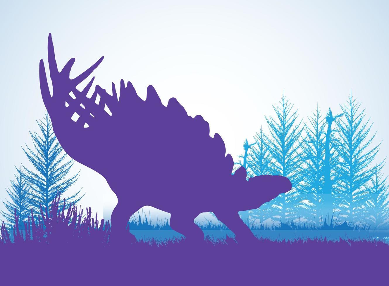 kentrosaurus dinosaurussen silhouetten in prehistorische omgeving overlappende lagen decoratieve achtergrond banner abstracte vectorillustratie vector