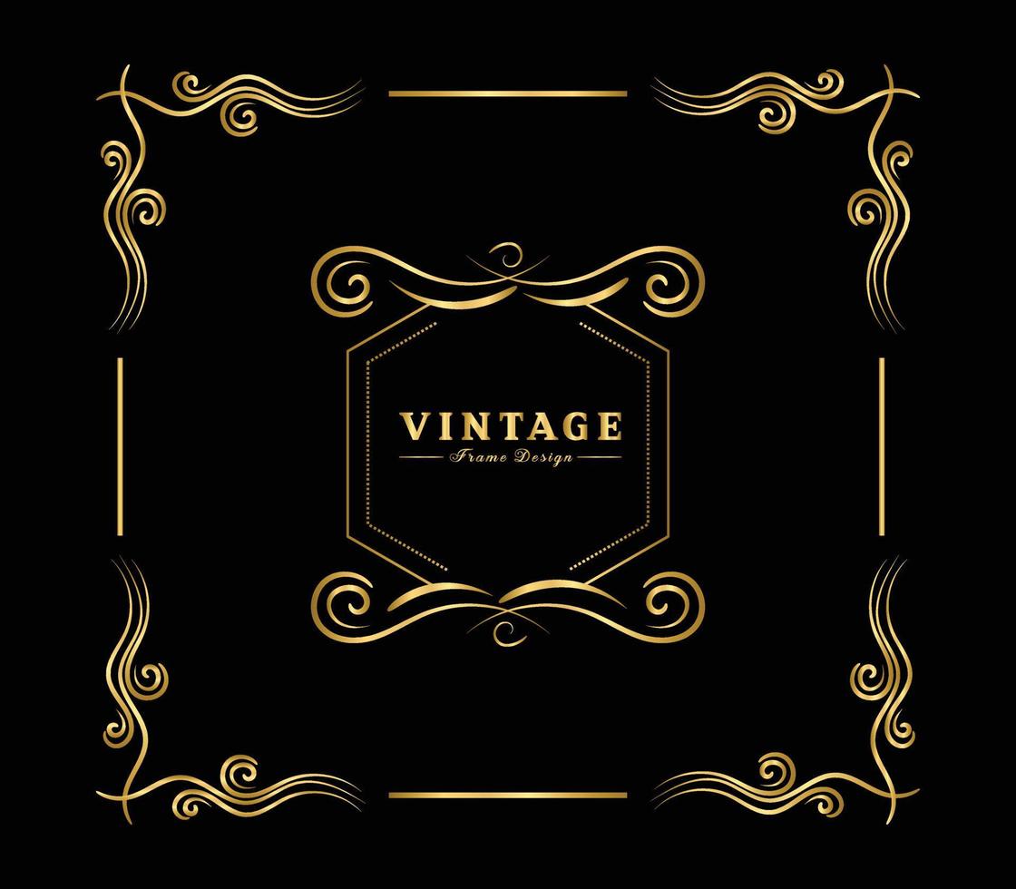 vintage bloeien ornament frame vector gouden kleur voor banner, behang, uitnodigingskaart