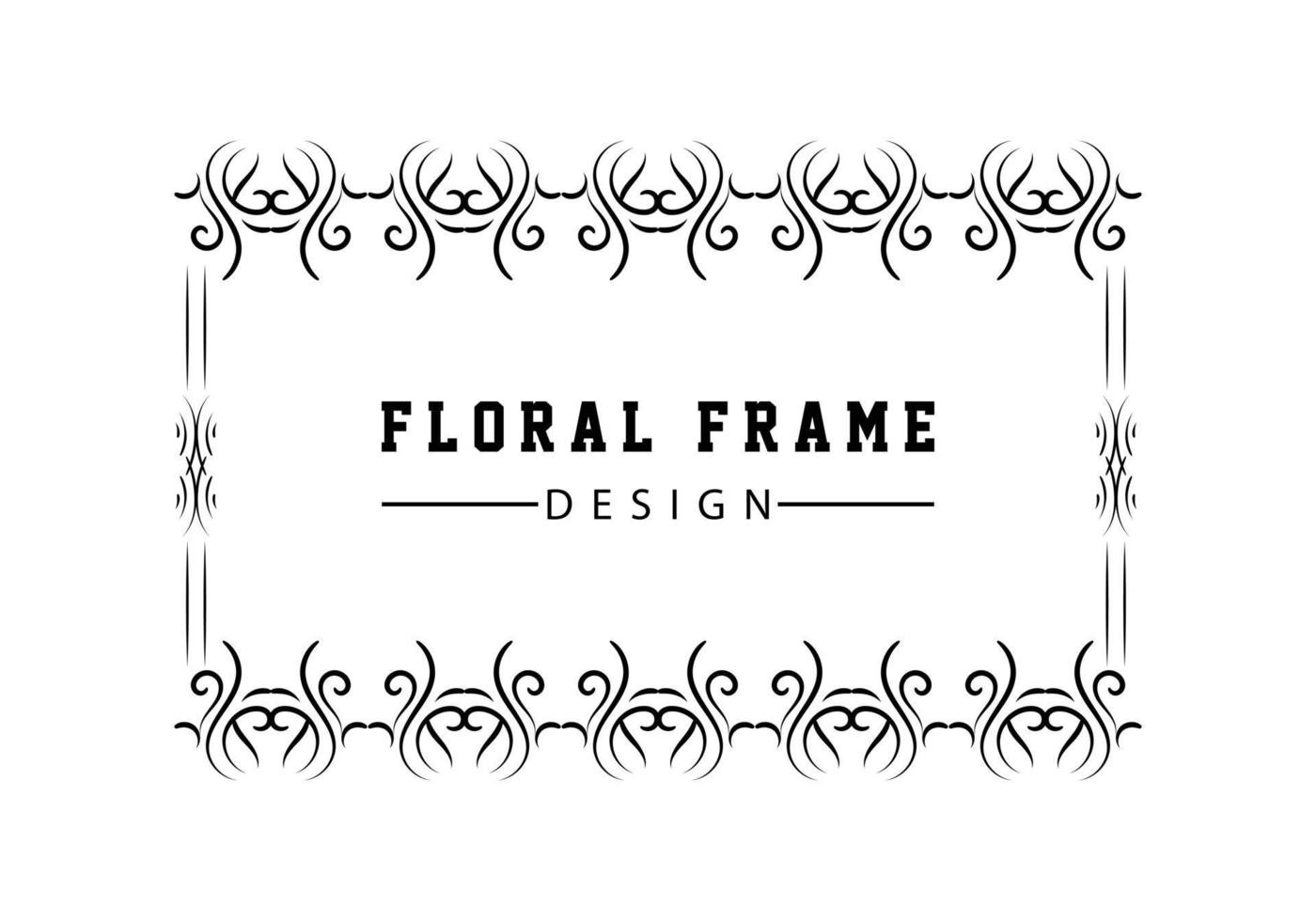 elegante decoratieve zwarte bloemen frame ontwerp gratis vector