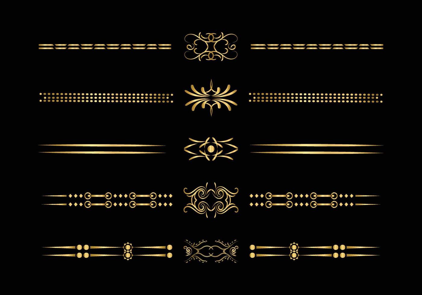 luxe gouden en retro verdelers set. kalligrafische ontwerpelementen vector. vector