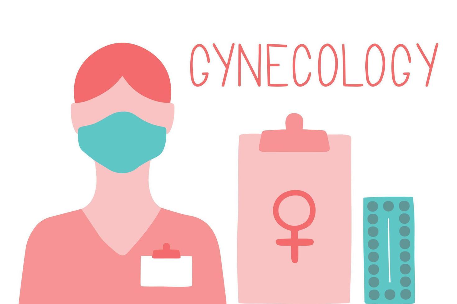 gynaecologie pictogrammen instellen. gynaecoloog, check-up, bacterietest, anticonceptiepillen. vector