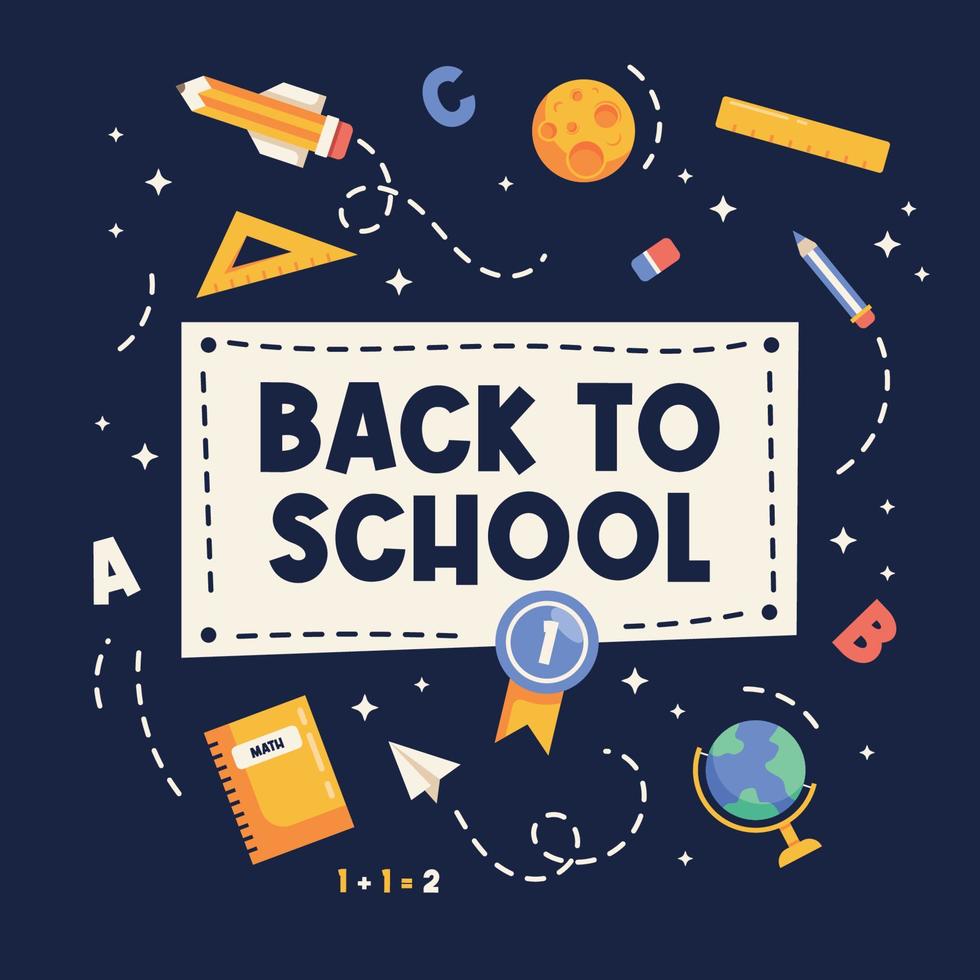 terug naar school platte ontwerp illustratie banner vector