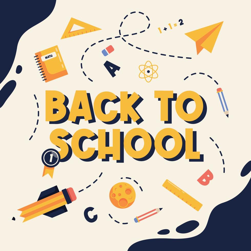 terug naar school platte ontwerp illustratie banner vector