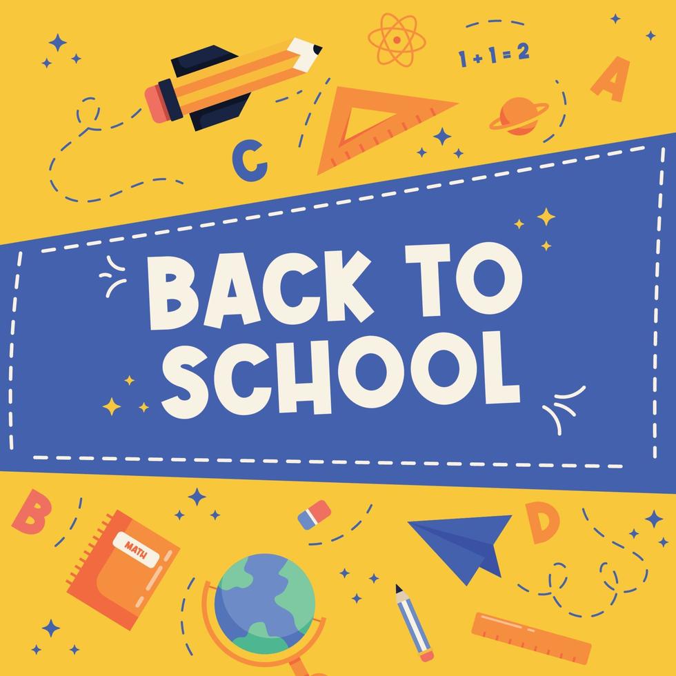 terug naar school social media banner illustratie sjabloon vector