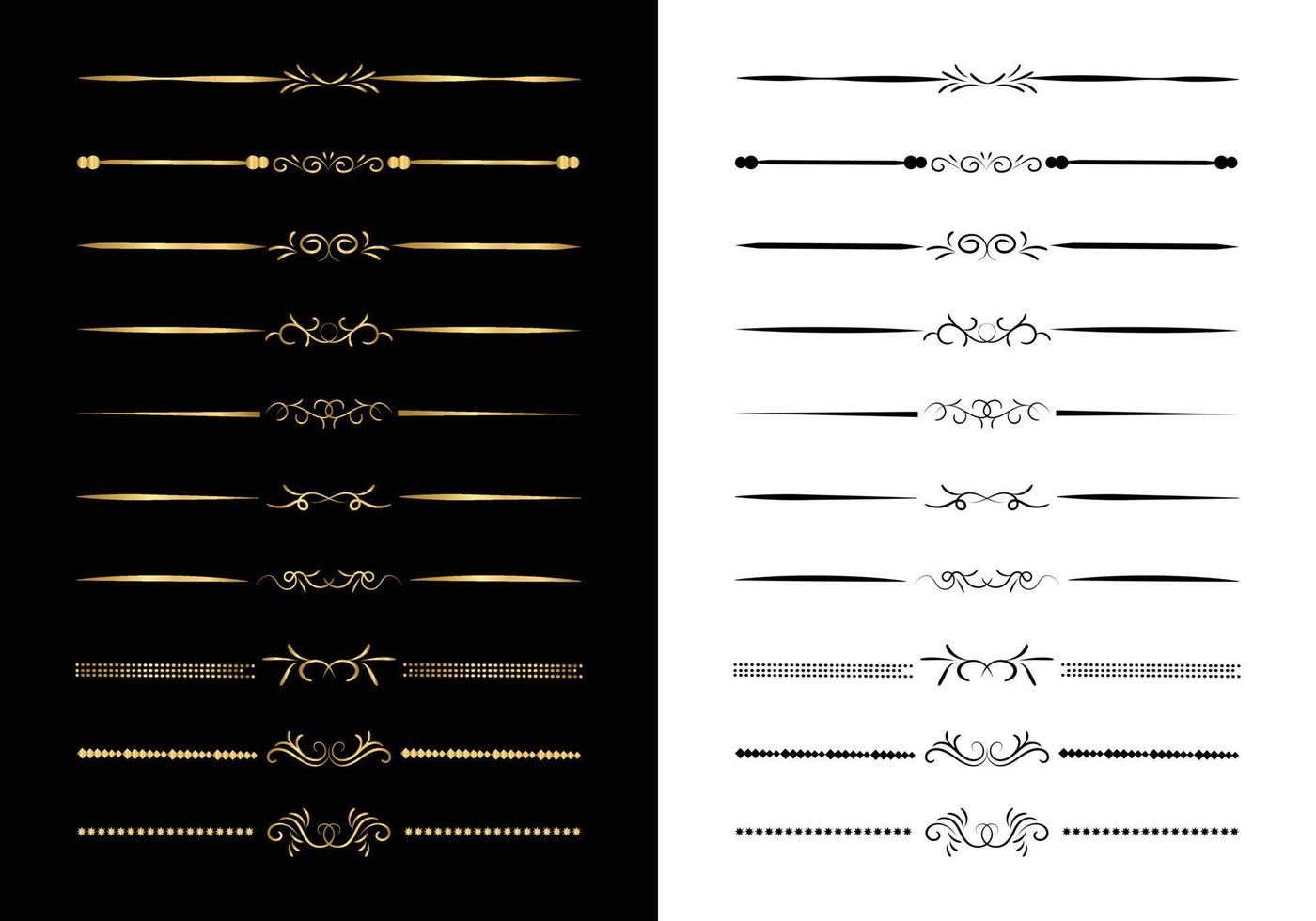 set lijn decoratieve kalligrafische elementen voor bewerkbare en design. mega set bloemen scheidingslijnen frames elementen collectie. vector