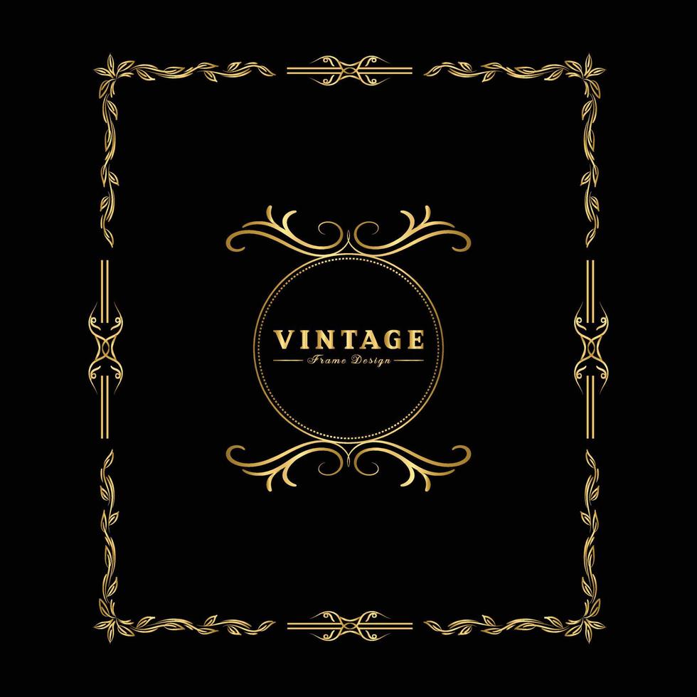 vintage bloeien ornament frame vector gouden kleur voor banner, behang, uitnodigingskaart