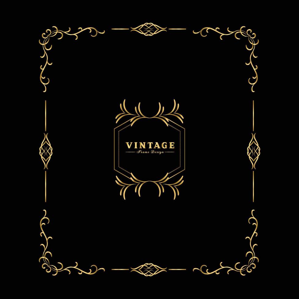 vintage bloeien ornament frame vector gouden kleur voor banner, behang, uitnodigingskaart