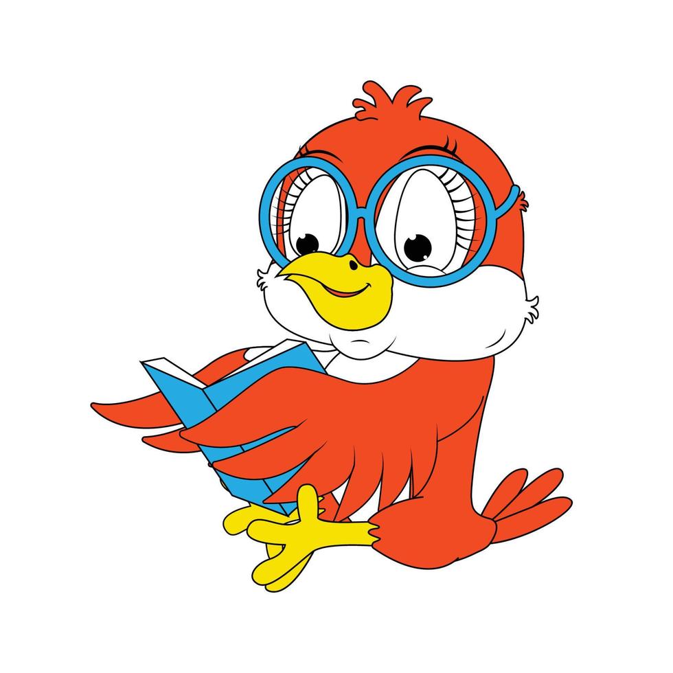 schattige rode vogel dier cartoon afbeelding vector