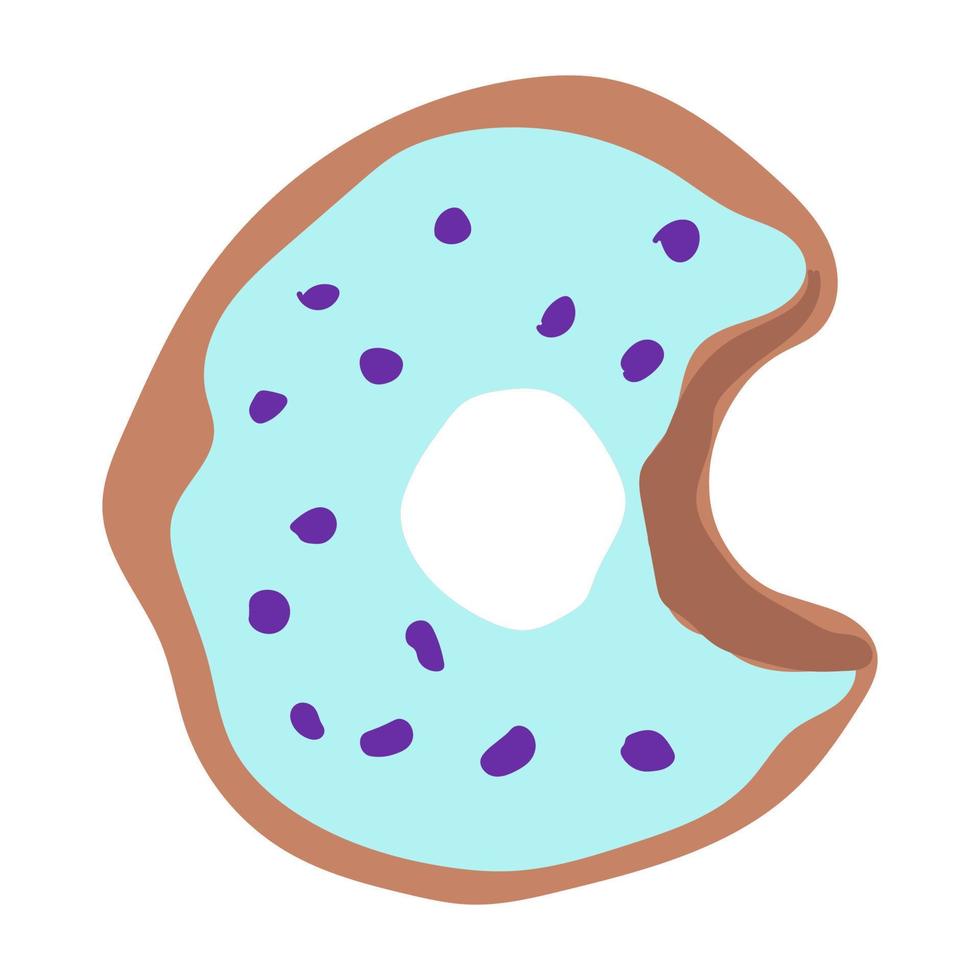 donut met blauwe suikerglazuur donut pictogram, vectorillustratie. vector