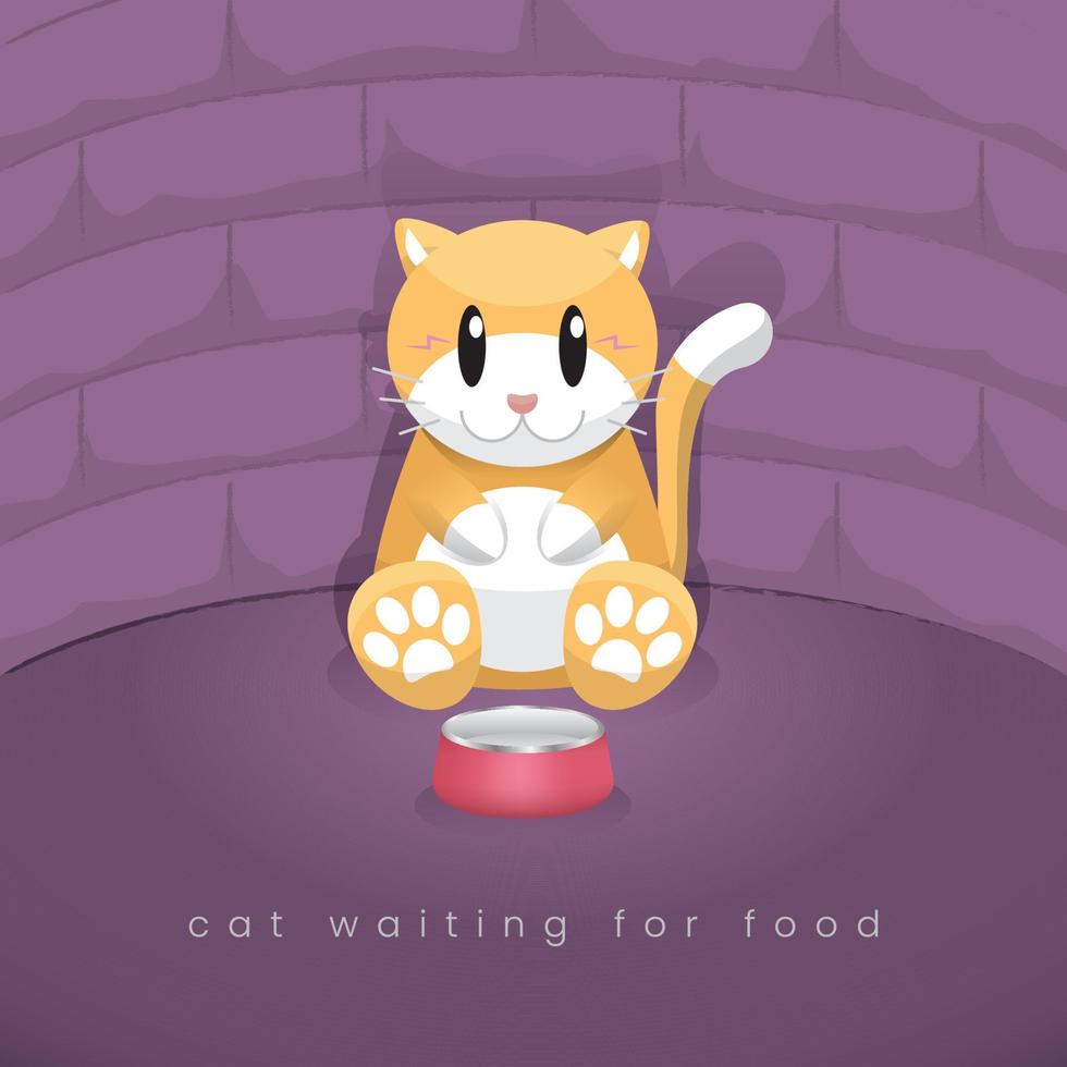kat wacht op eten vector