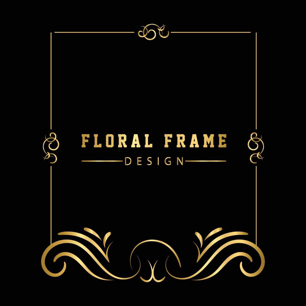 vintage bloeien ornament frame vector gouden kleur voor banner, behang, uitnodigingskaart