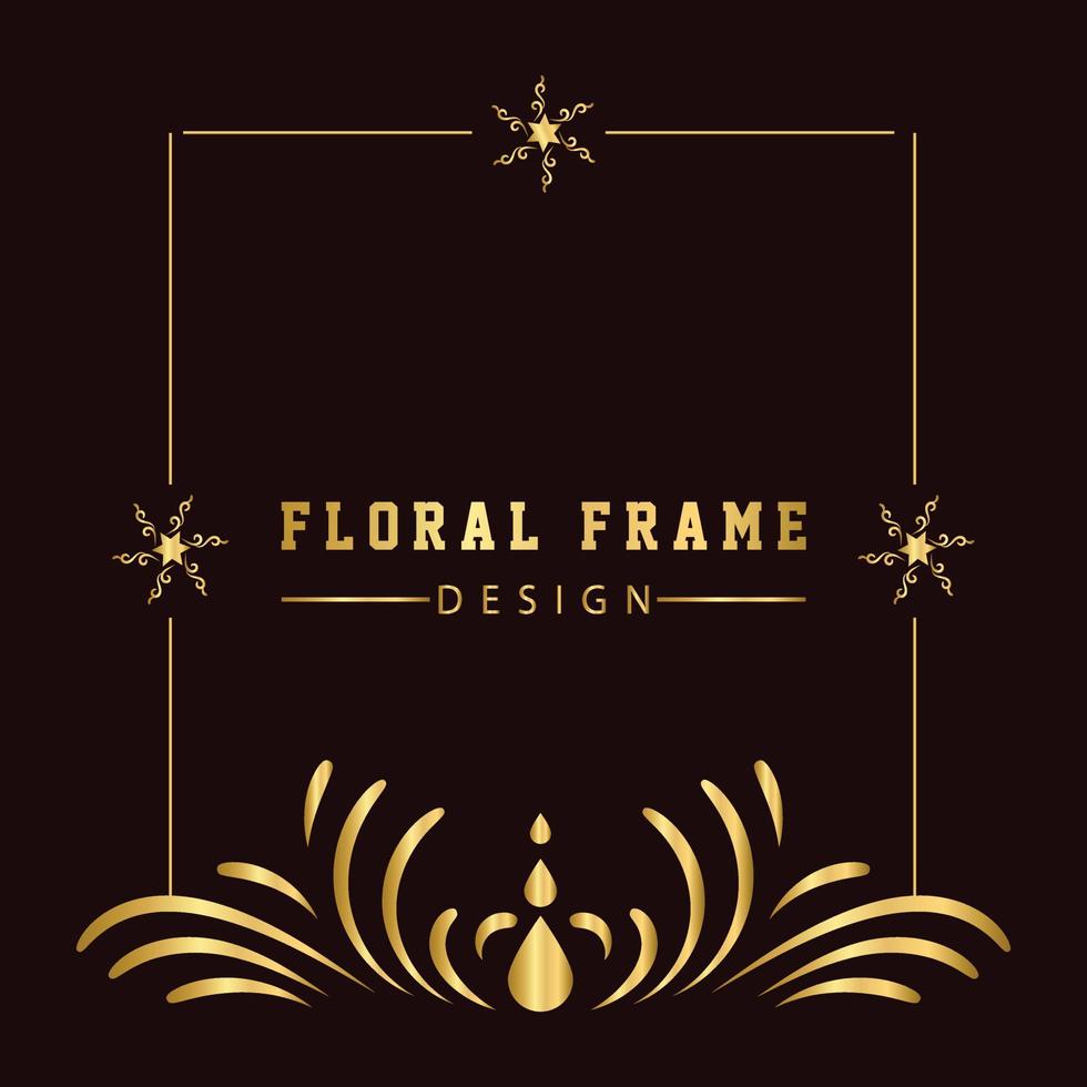 vintage bloeien ornament frame vector gouden kleur voor banner, behang, uitnodigingskaart
