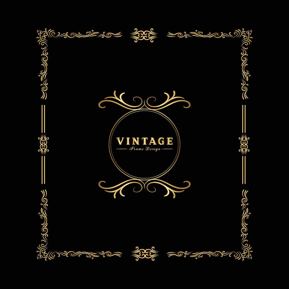 vintage bloeien ornament frame vector gouden kleur voor banner, behang, uitnodigingskaart