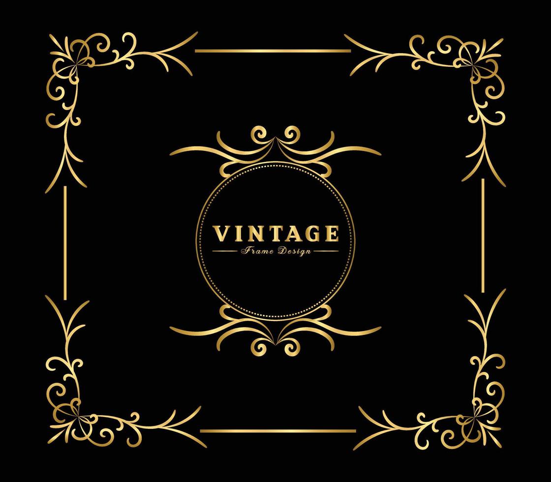 vintage bloeien ornament frame vector gouden kleur voor banner, behang, uitnodigingskaart