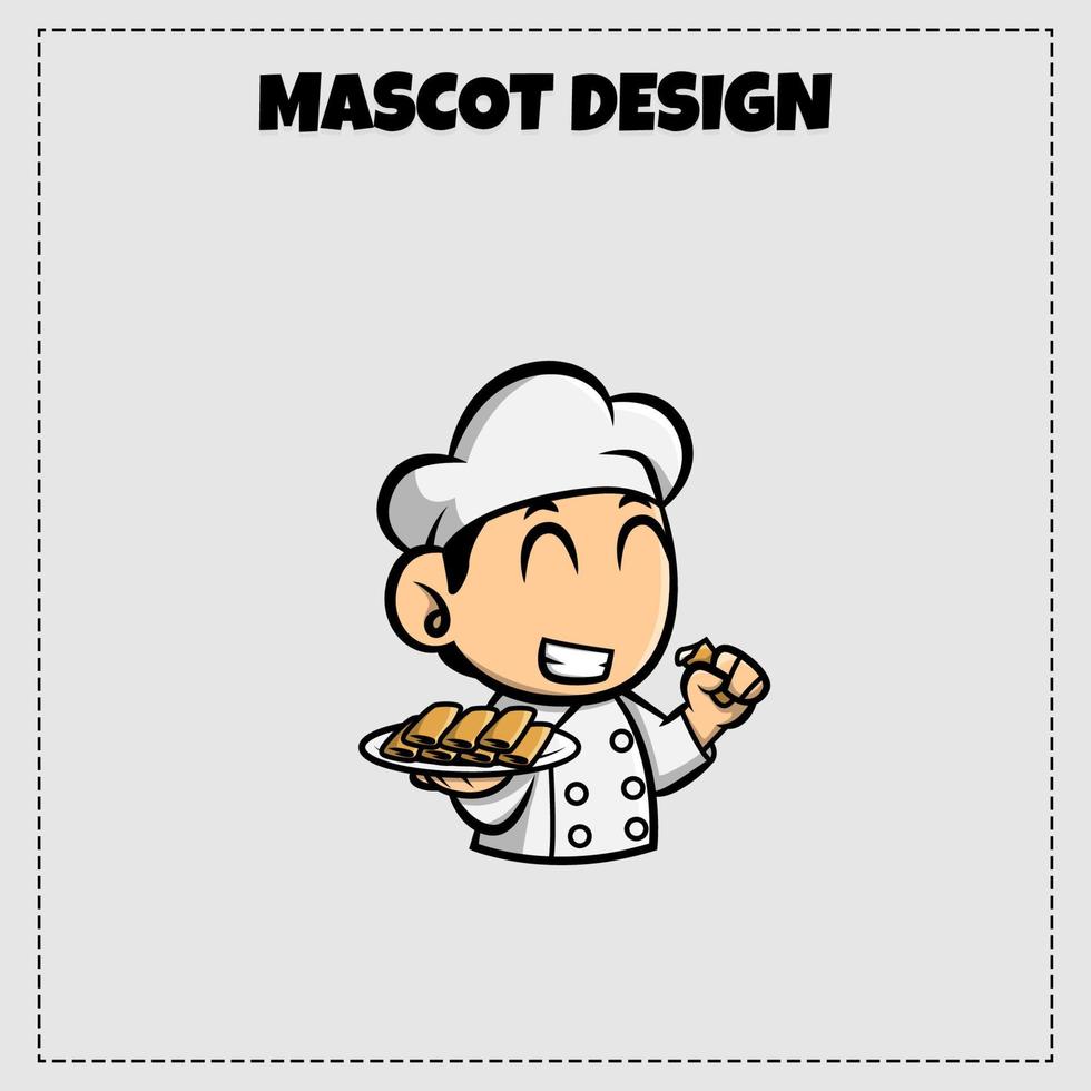 meneer brood mascotte chef-kok ontwerp illustratie vector