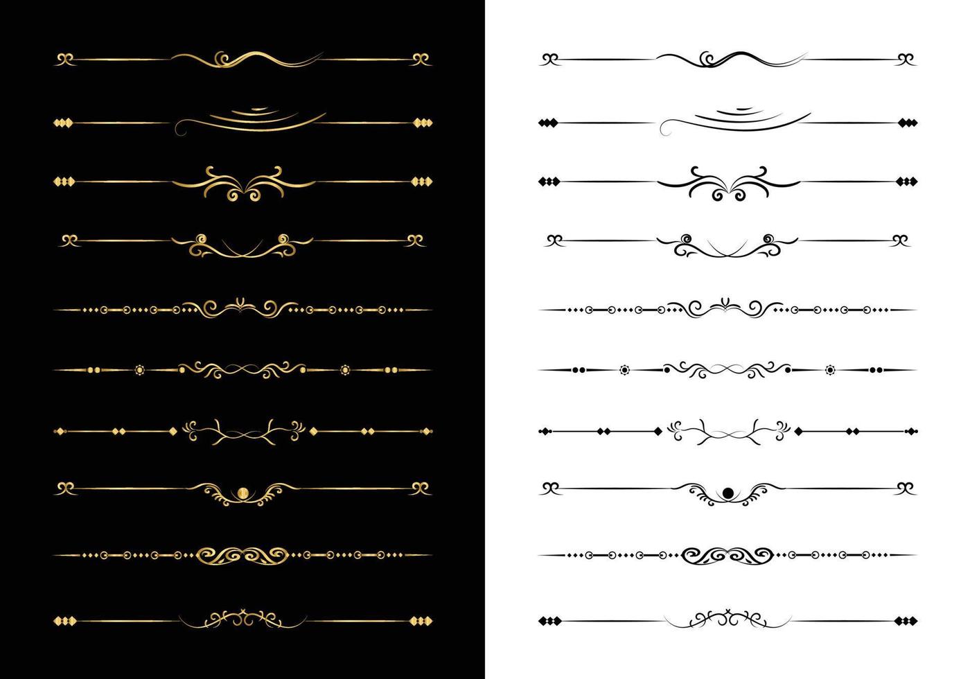 set lijn decoratieve kalligrafische elementen voor bewerkbare en design. mega set bloemen scheidingslijnen frames elementen collectie. vector