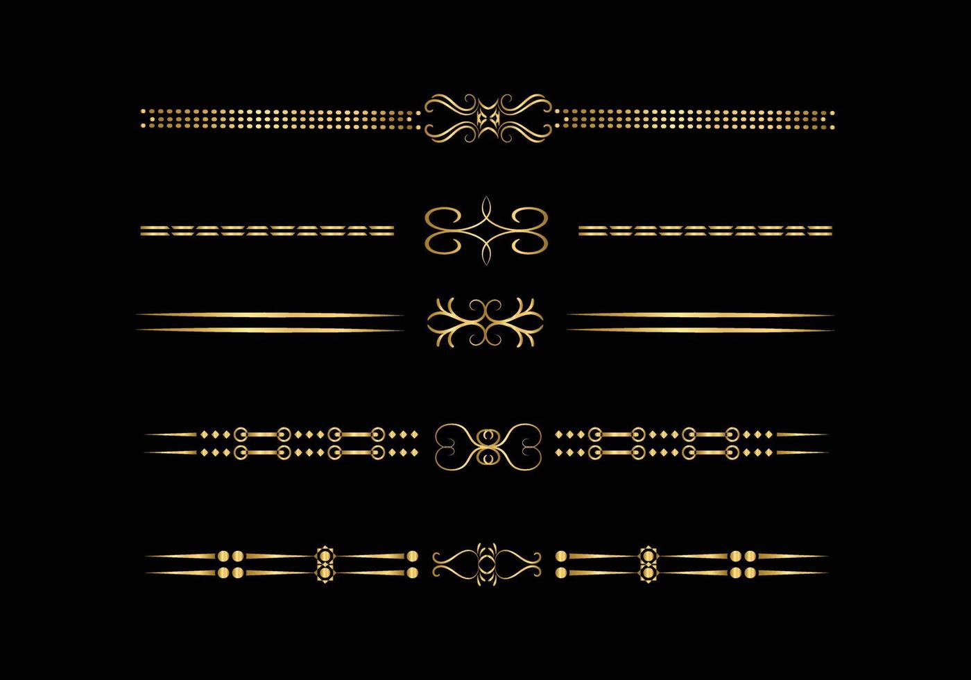 luxe gouden en retro verdelers set. kalligrafische ontwerpelementen vector. vector