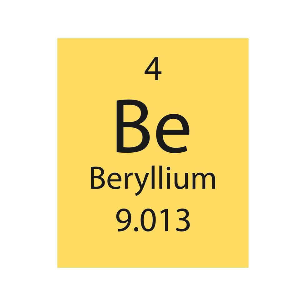 beryllium symbool. scheikundig element van het periodiek systeem. vectorillustratie. vector