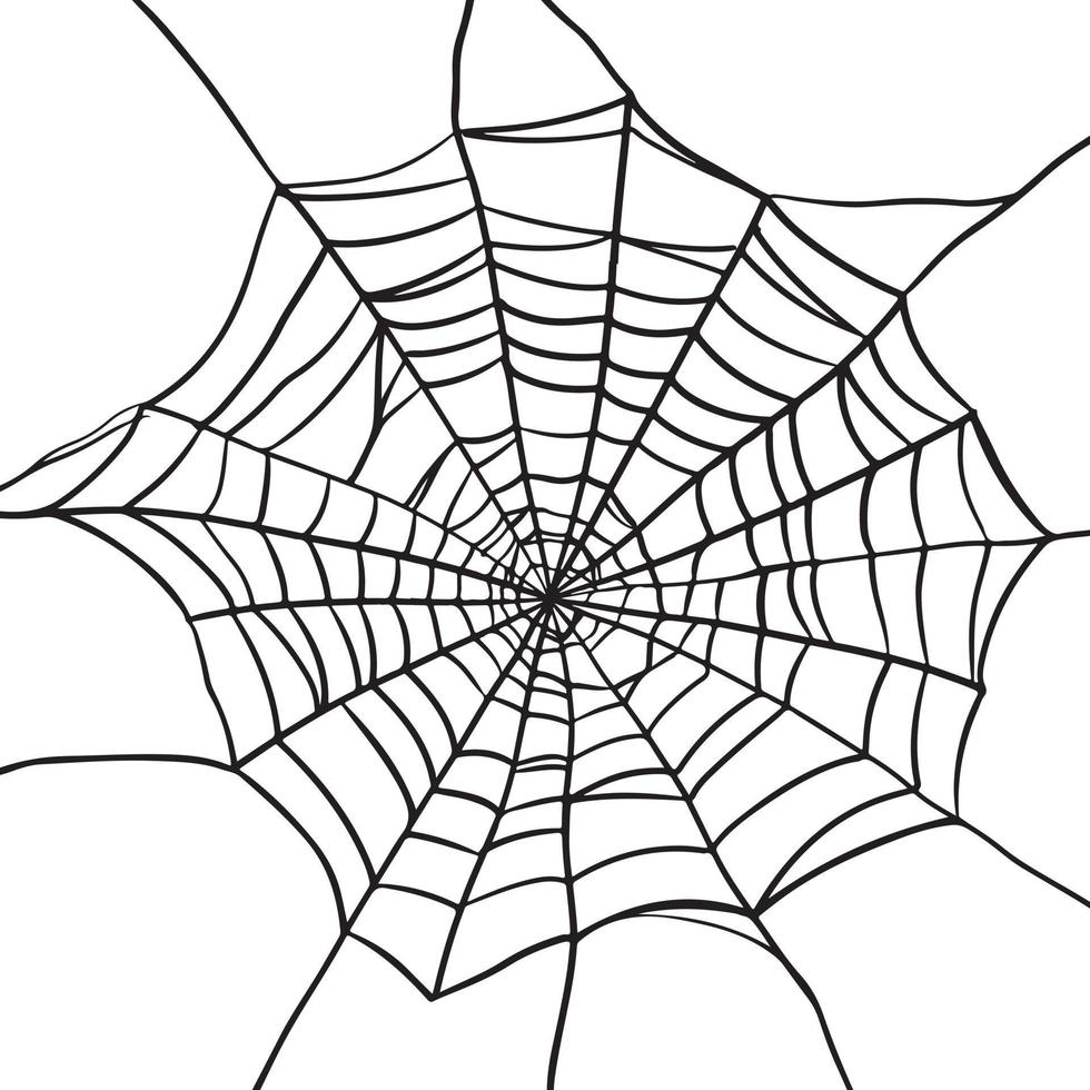 spinnenweb set geïsoleerd op een witte achtergrond. doodle vectorillustratie van spinnenweb. vector