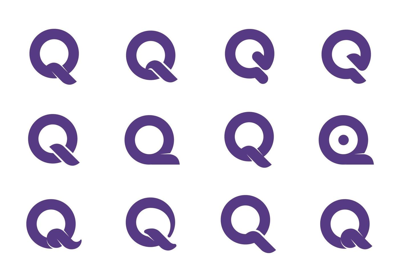 ander uiterlijk van de letter q. verschillende vormen van de letter q voor uw logo vector