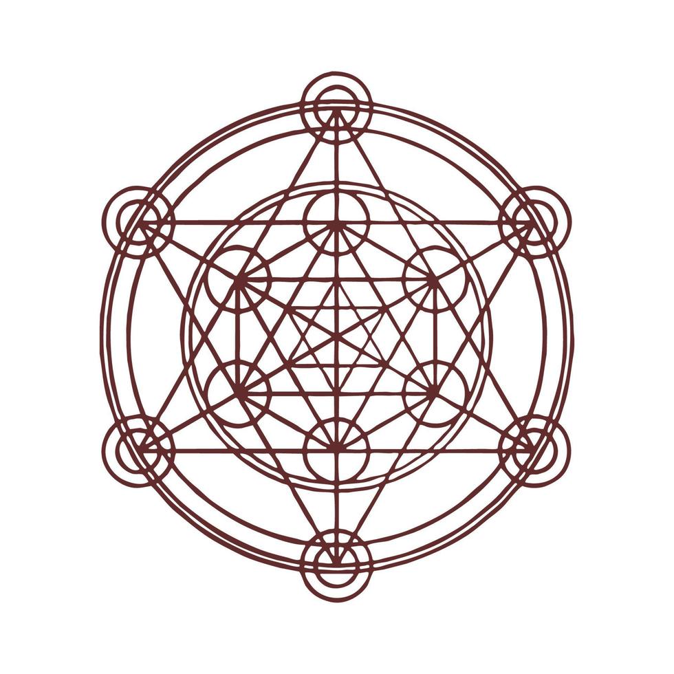 kubus van metatron heilige geometrie. overlappende cirkels raster, geometrie, hoek, symmetrie, geometrische vorm vector