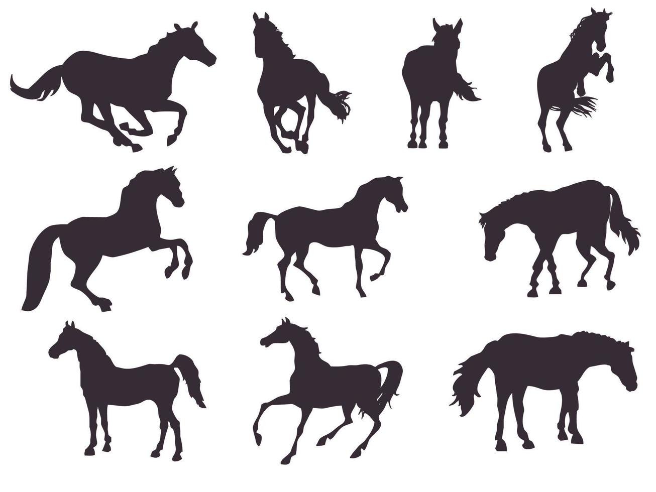 set van paarden silhouetten vector