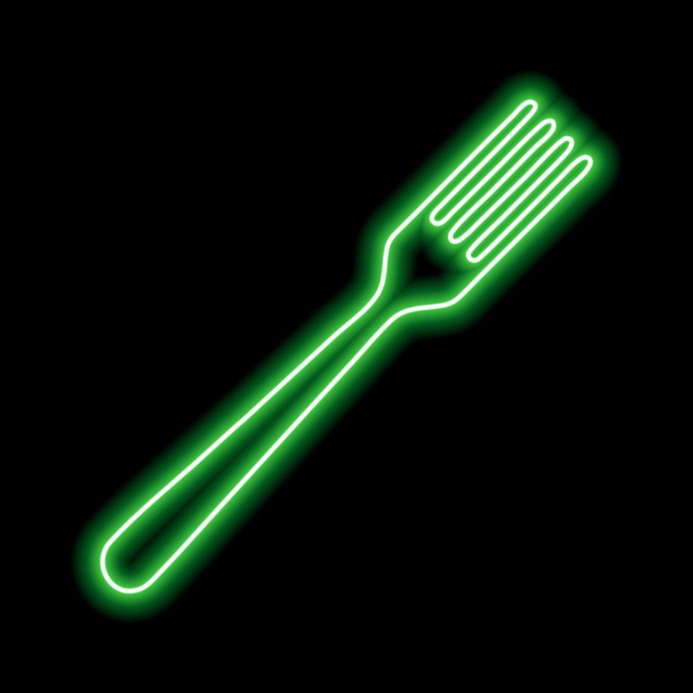 neon groen vork silhouet op een zwarte achtergrond vector